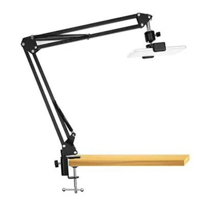 Overhead Video Stand Phone Holder Articulating Arm Tab Mount Boom Arm Articulating Tablet Phone Holder for Streaming Phone Baking Crafting