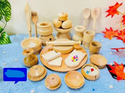 Wooden kids toy set - Kids cook pot set 30 pcs