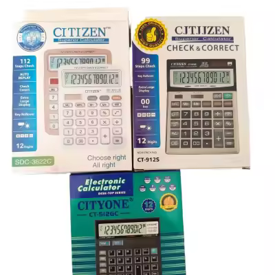 3 Variant 12 Digit Large Desktop Calculator Solar Power LCD Display Big Button Calculator 112 Steps Check and Correct Function for Office, School, College, University, Home