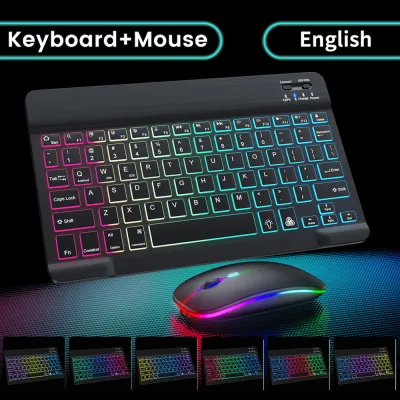 RGB Backlit Wairless Bluetooth Kyeboard and Mouse Set High Quality Build Material For Laptop Pc Smartphone Tablet & all Smart Device