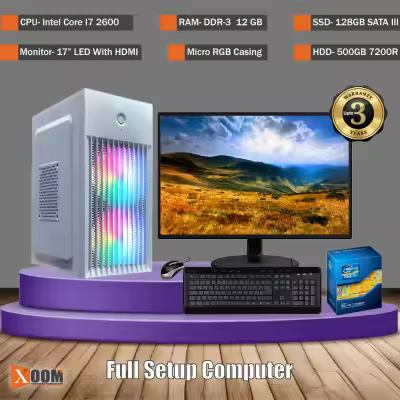 Core I7 Super Fast Gaming Full Set 17 inch Led Monitor 16GB RAM SSD 120Gb HDD 500GB DESKTOP 2024