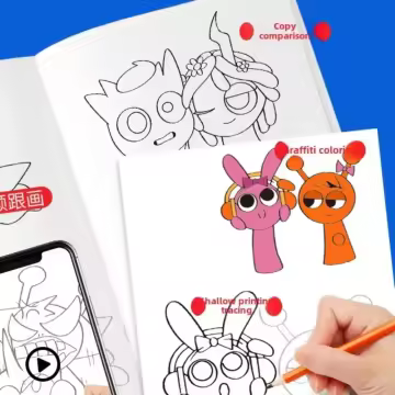 Painting Sprunki Incredibox Sprunki Cartoon Coloring Book Painting Tracing Graffiti Copy Sketch Book Stationery DIY Drawings Birthday Gift